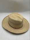 Unisex Beige Straw Woven Wide Brim Sun Hat Size 7 1/8 — photo 1
