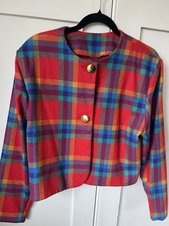Vintage 90s Vogue American Designer Plaid Cropped Jacket Archive Piece