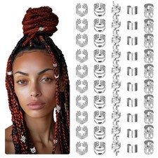 50 PCS Silver Dreadlock Beads Locs Accessories, Jewelry for Braids,