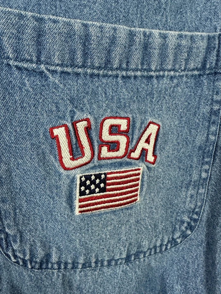 Vintage USA Denim Shirt Men Medium Button Down Long Sleeve Blue Croft Barrow Y2K - Image 4 of 4