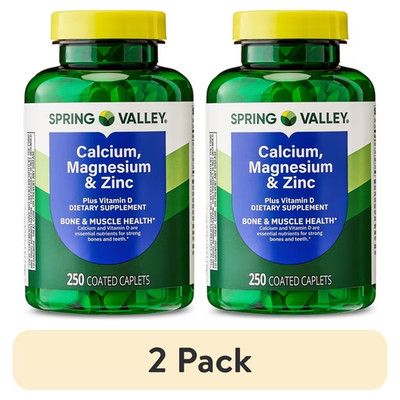 (2 pack) Spring Valley Calcium, Magnesium & Zinc Plus Vitamin D3 Coated 250 Ct