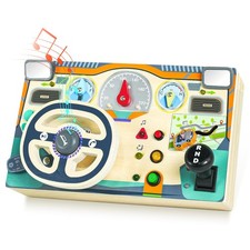 Busy Board Montessori Toys for 1 2 3 Year Old, Wooden Sensory Busy Board with...