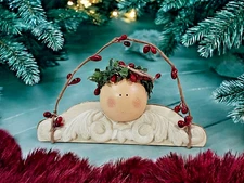 Vintage Wooden Angel Cutout Christmas Ornament Handmade Primative Rustic