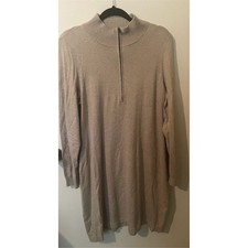 Tommy Bahama Women's Tan Half Zip Knee Length Sweater Dress  Long Sleeve XL