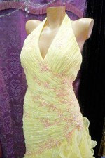 Party Time YELLOW halter Flamenco ruffles retro 20s 30s sty vintage 60s dance 