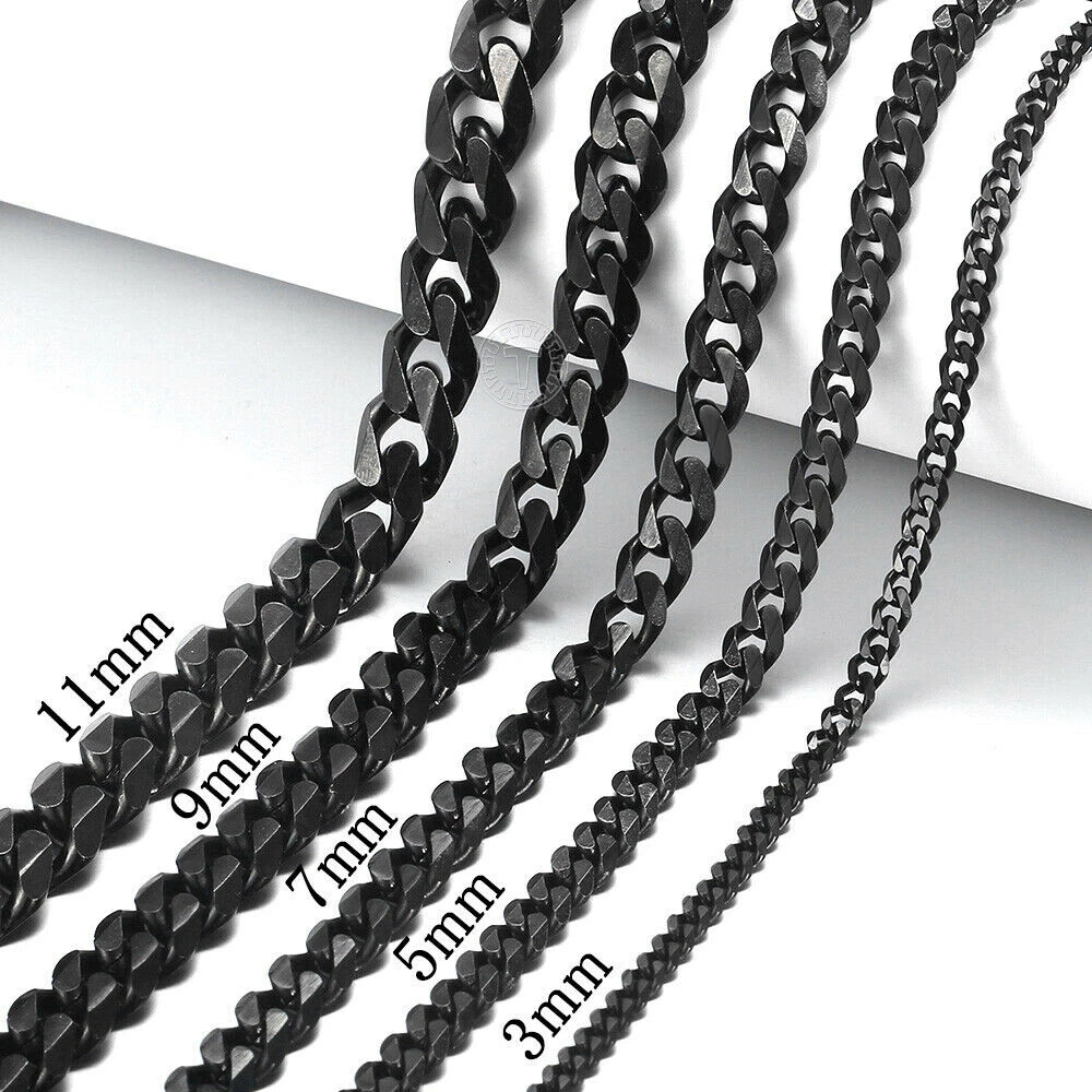 Mens black chain link necklace outlet