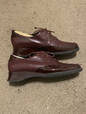 Vintage VTG Peruzzi Florence Made In Italy Womens Leather Oxfords Maroon EU 38