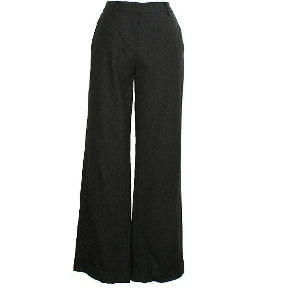 Pantalón ancho con puños EILEEN FISHER carbón elástico lana franela melange 2