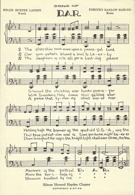 Song Of D.A.R. [Sheet Music] 1946 Helen Burpee Larsen/Dorothy Harlow Marden