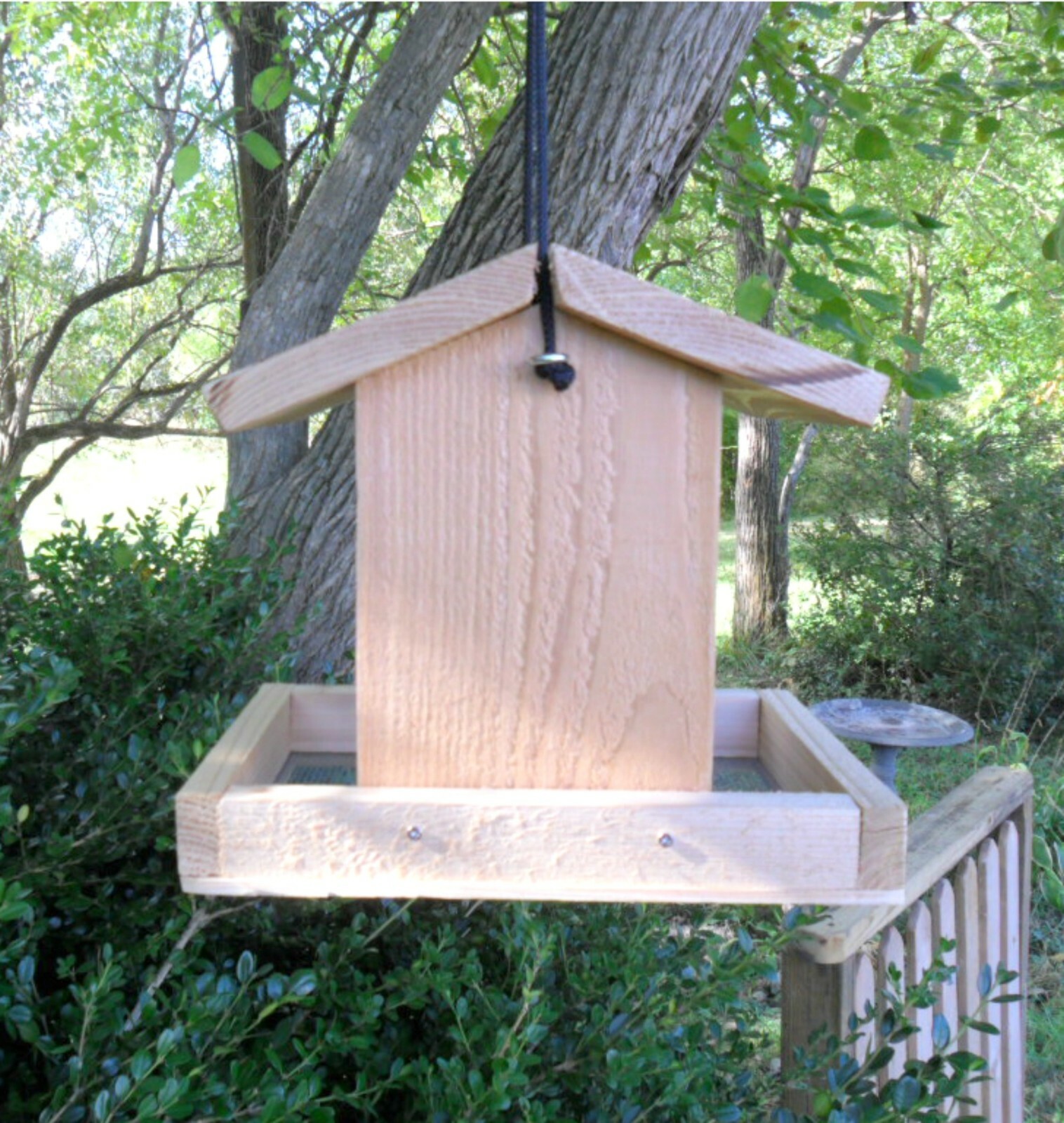 Handcrafted Tray Bird Feeder Hopper Bird Feeders Rustic Cedar