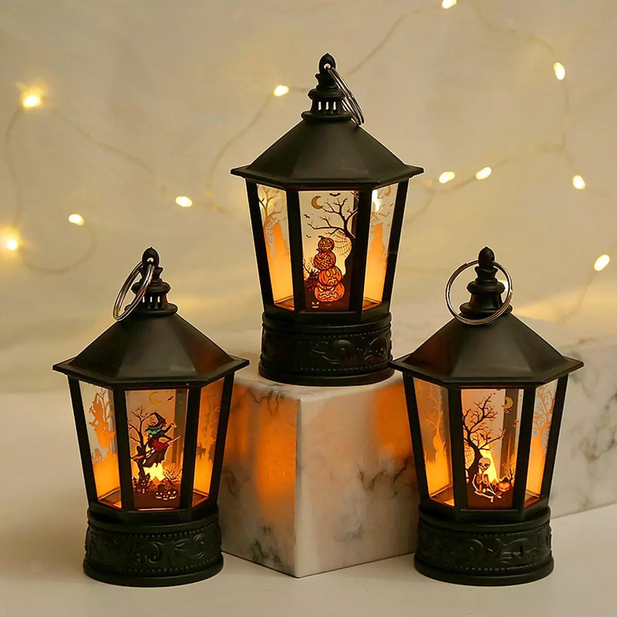 Halloween LED Lantern Lights Hanging Ornament Candle Lanterns for Bedroom
