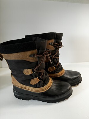 SOREL Unisex Caribou Snow Boots Made In‎ Canada Brown Black Women\'s Size 6 SOREL Caribou Horizon GTX Genuine Shearling Waterproof Boot  main image 2