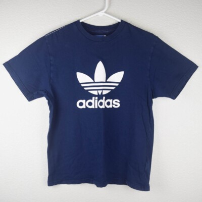Vtg Adidas Womens M Navy Blue White Trefoil Logo Tshirt Tee Top