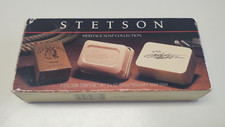 Vtg Coty Stetson Soap Gift Box Set 2 Wrapped Bars  Soap Dish in Original Box