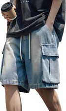 Men Baggy Y2k Jeans Shorts Vintage Grunge Hip Hop Skater Streetwear Style