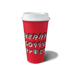 Starbucks Reusable Hot Cup 16 oz Merry Coffee Christmas Travel Holiday