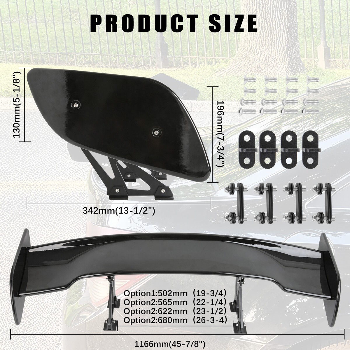 ウィング ブラック 140cm GTウイング gtウイング（バイク用 リアウィング、スポイラー）｜外装パーツ