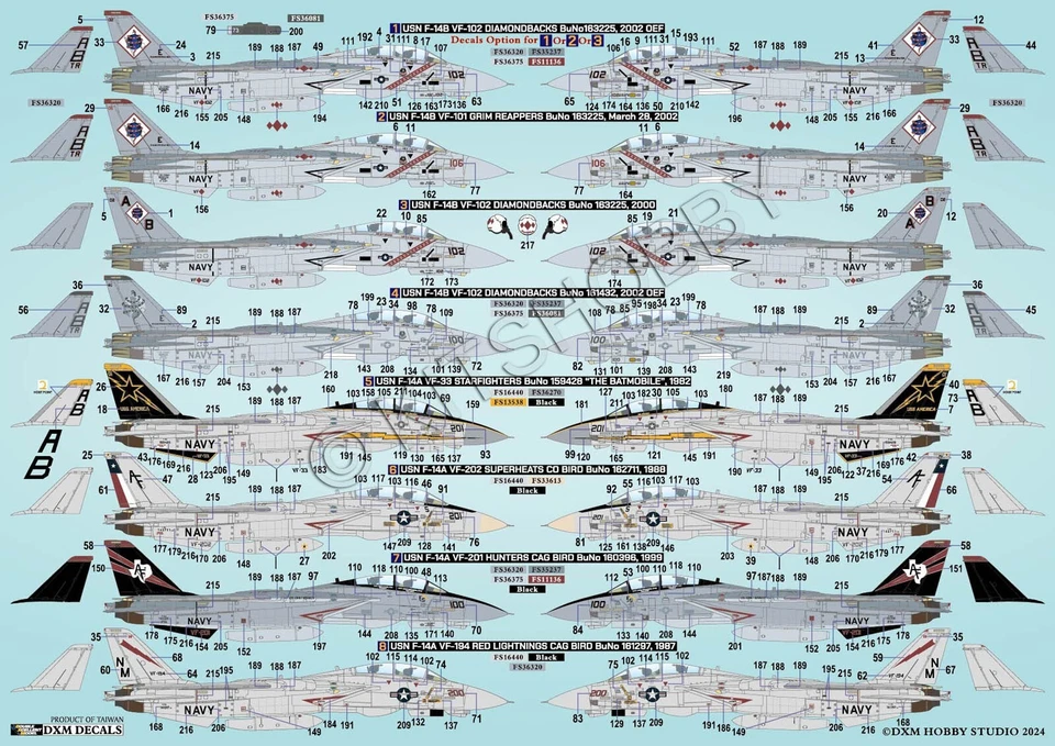 DXM decal 1/48 USN F-14 Tomcat (VF-33/VF-101/VF-102/VF-194/VF-201/VF-202) - Image 2 of 4