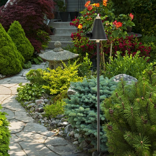 Elitco Outdoor 12V Cast Brass Torch Light 8Inch W X 24Inch High In Dark Bronze - Picture 2 of 6