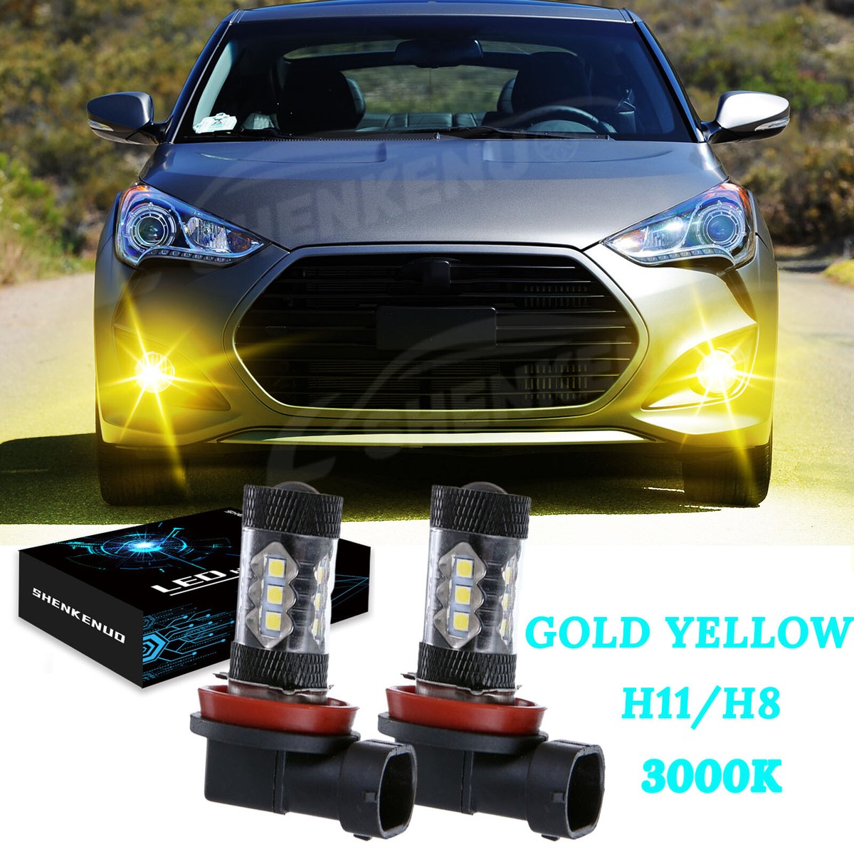 H11/H8 LED Fog Light Bulbs 2pcs For 2012-2017 Hyundai