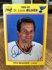 1989-90 KODAK KMOX ST. LOUIS BLUES RICK MEAGHER SIGNED AUTOGRAPHED CARD A