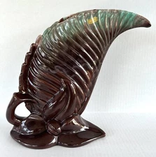 Royal Haeger Hickman Pottery Vase 12" R138 Purple Teal Leaf Shaped Mid Century