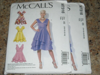   McCALL'S #M7316 - LADIES (4 STYLE) DAY or EVENING RUFFLE DRESS PATTERN 6-22FF