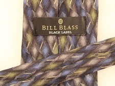 BILL BLASS Black Label Vtg Blue Green Diamond Necktie Tie 60"