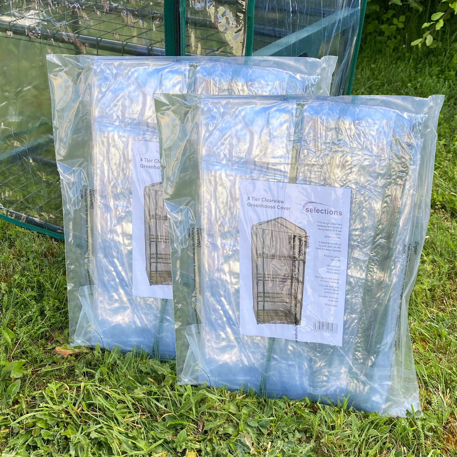4 Tier Clear Greenhouse Cover Replacement Plastic Mini Growhouse 160cm Pack of 2
