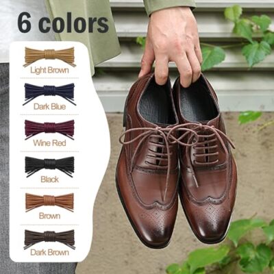 brown dress shoe laces amazon Carrucci Men's Genuine Leather Brown Lace Up Oxford Brogues Dress Shoes, 9 main image 1