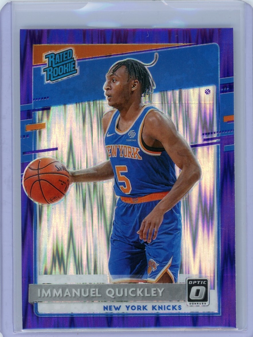 2020-21 Donruss Optic Immanuel Quickley NY Knicks Rated Rookie Purple Shock