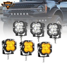 AUXBEAM 6x Front Bumper LED Work Lights White&Amber Cover For Ford Bronce 2020+