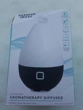 NIB SHARPER IMAGE Essential Oil Aromatherapy Mist Diffuser Dark Wood Grain Base