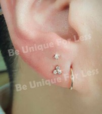 Rook Helix Cartilage Earrings ? Triple Stud & Hoop Set for Tragus Labret Nose
