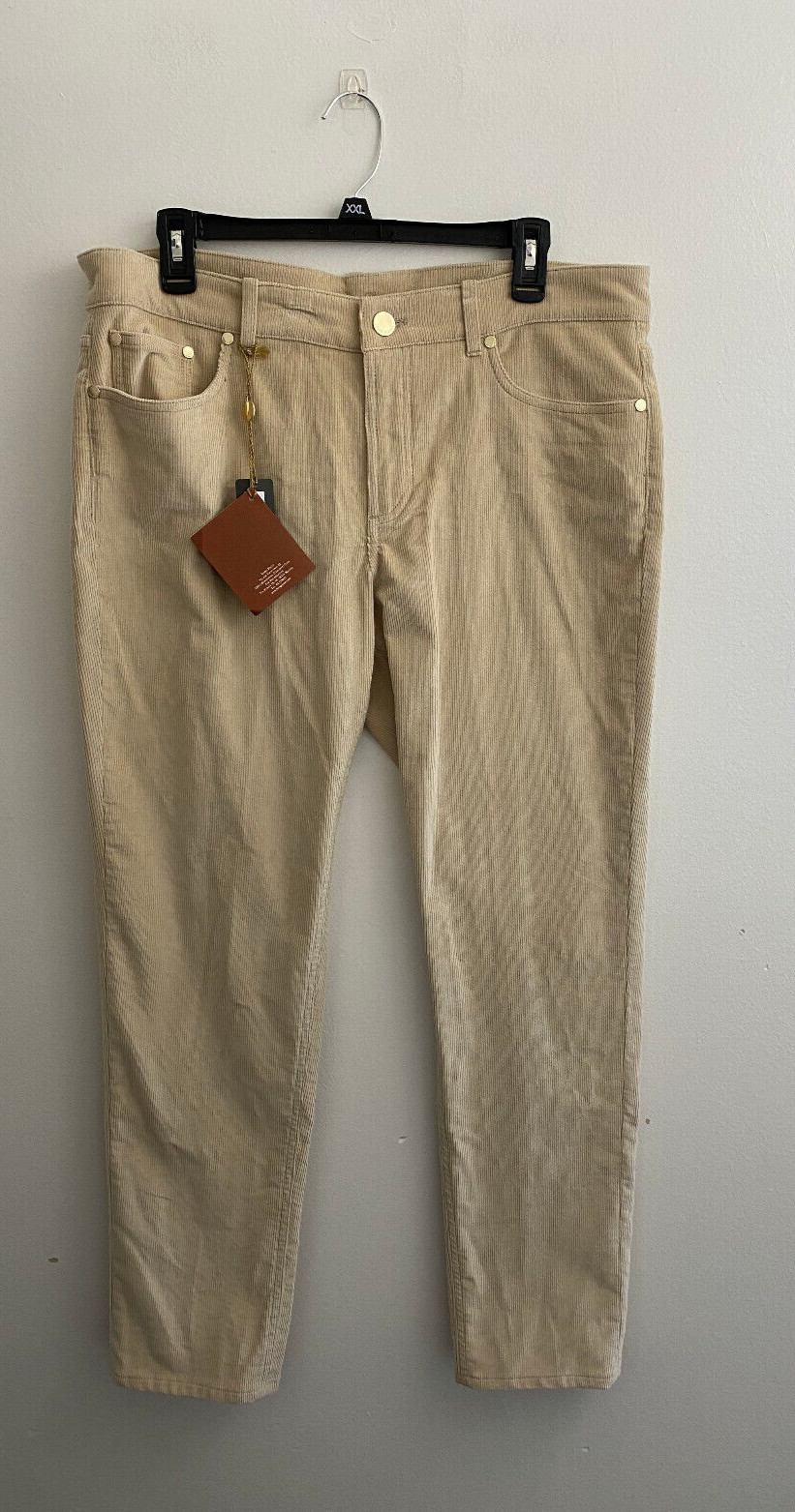 Loro Piana Womens Mathias Beige Velvet Corduroy Pants Italy sz 50 US 14 New NWT
