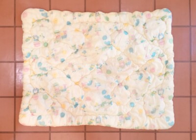 Vintage Baby Bunting Sleeping Bag Yellow w/Print Crib Blanket