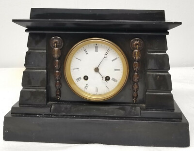 Antique Marble Slate Egyptian Revival Style Mantle Clock Jacobs and Lucas