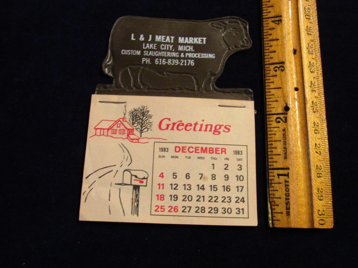 1984 Calendar 3x2 1/2 1984-calendar-3x2-1-2-l-j-meat-market-lake-city-mi-missaukee-county-q961-ebay