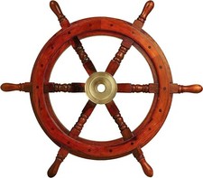 18"inch Maritime Handmade Antique Brown Collectible Pirate Wooden Wheel Ship New
