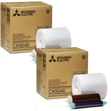 2 x Mitsubishi CK9046 6" Wide Paper Roll & Inksheet Print Kit for CP9800 CP9500