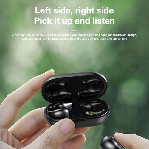 Wireless Bluetooth 5.2 Headphones Ear Clip HIFI Music Bone Conduction Earphones - Photo 7 sur 13
