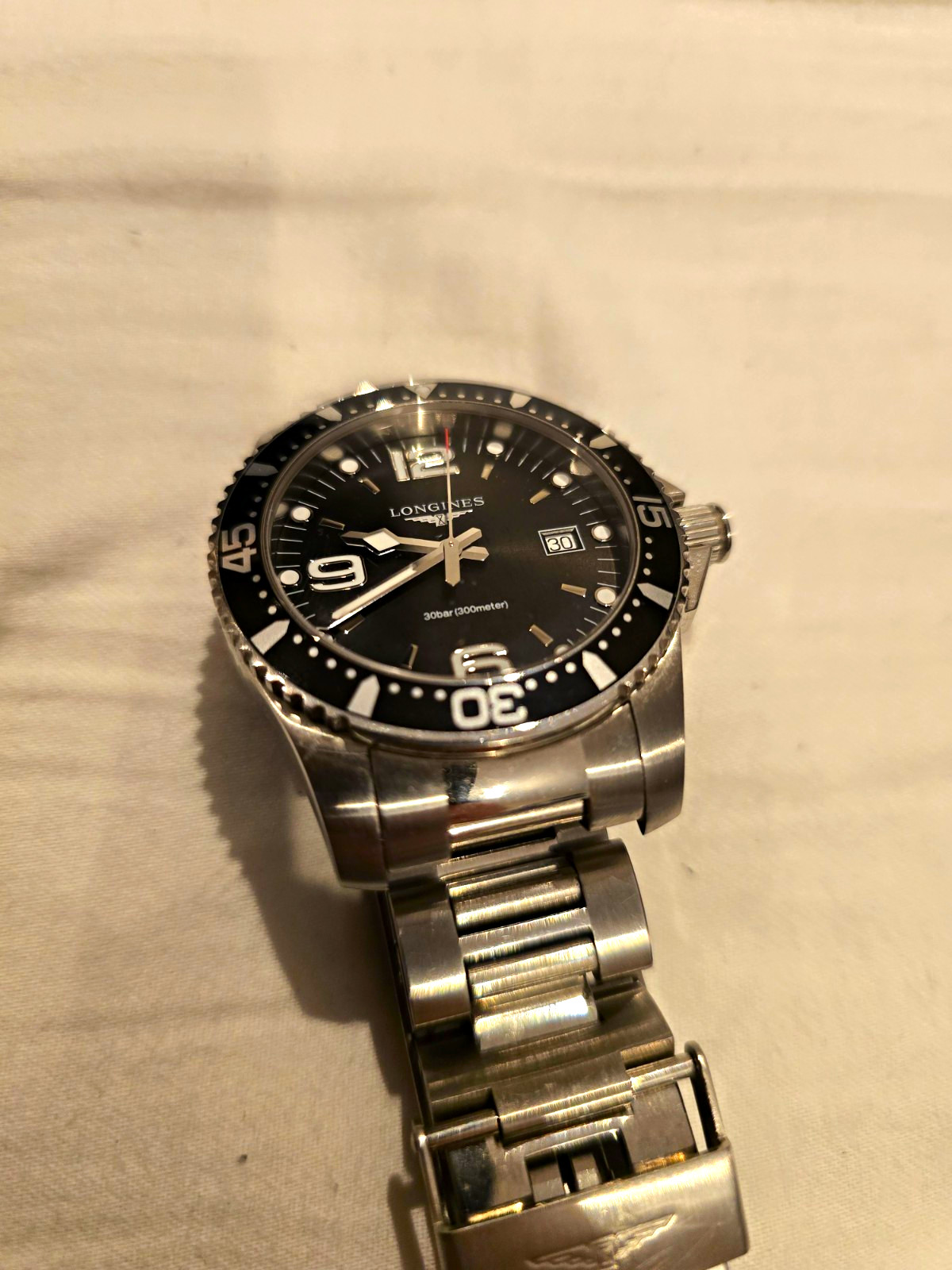 Longines HydroConquest L3.651.4 41mm Auto Black Dial 300m Steel Bracelet