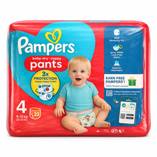 Image of 23 x Pampers Size 4 Baby Dry Nappy Pants - 3x Protection - Stretchy Fit
