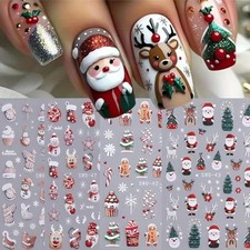 Christmas Nail Art Stickers 5D Embossed Decals 4PCS Santa Christmas design3