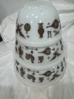 Pyrex Early American Brown & White Nesting Bowls Lot Of 3 Vintage 401/402/403