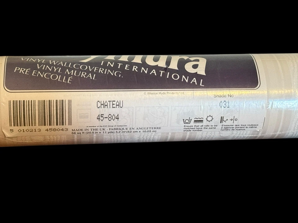 7 рулонов винтажных предварительно наклеенных виниловых обоев Vymura замок запечатанные 20,5 дюйма x 11 ярдов - Изображение 4 из 4