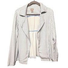 Chico  s Striped Size 8 Lightweight Blazer Jacket Professional Business Comfort