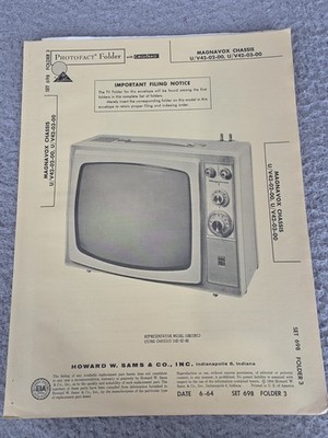 Magnavox U/V42-02-00 U/V42-03-00 Sams Photofact 1964 Television Repair Manual