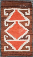 Vintage Traditional Handmade Native American Navajo Geometric Wool Rug 92x54cm