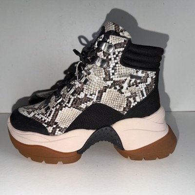 Kenneth Cole Goretex Stiefel Damen UK 3 Schlangenhaut Biker Wandern Maddox Plateau